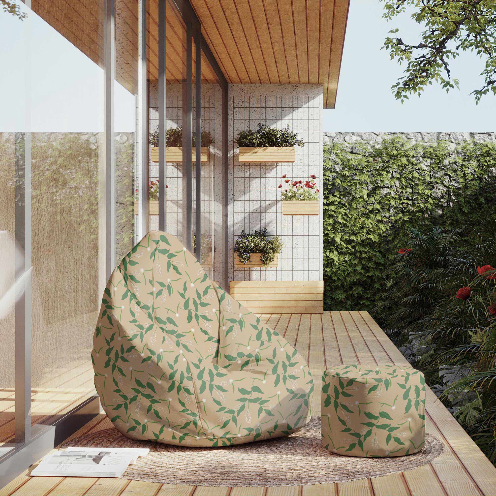 Runder Hocker Fußstütze Fresh Spring Leaves
