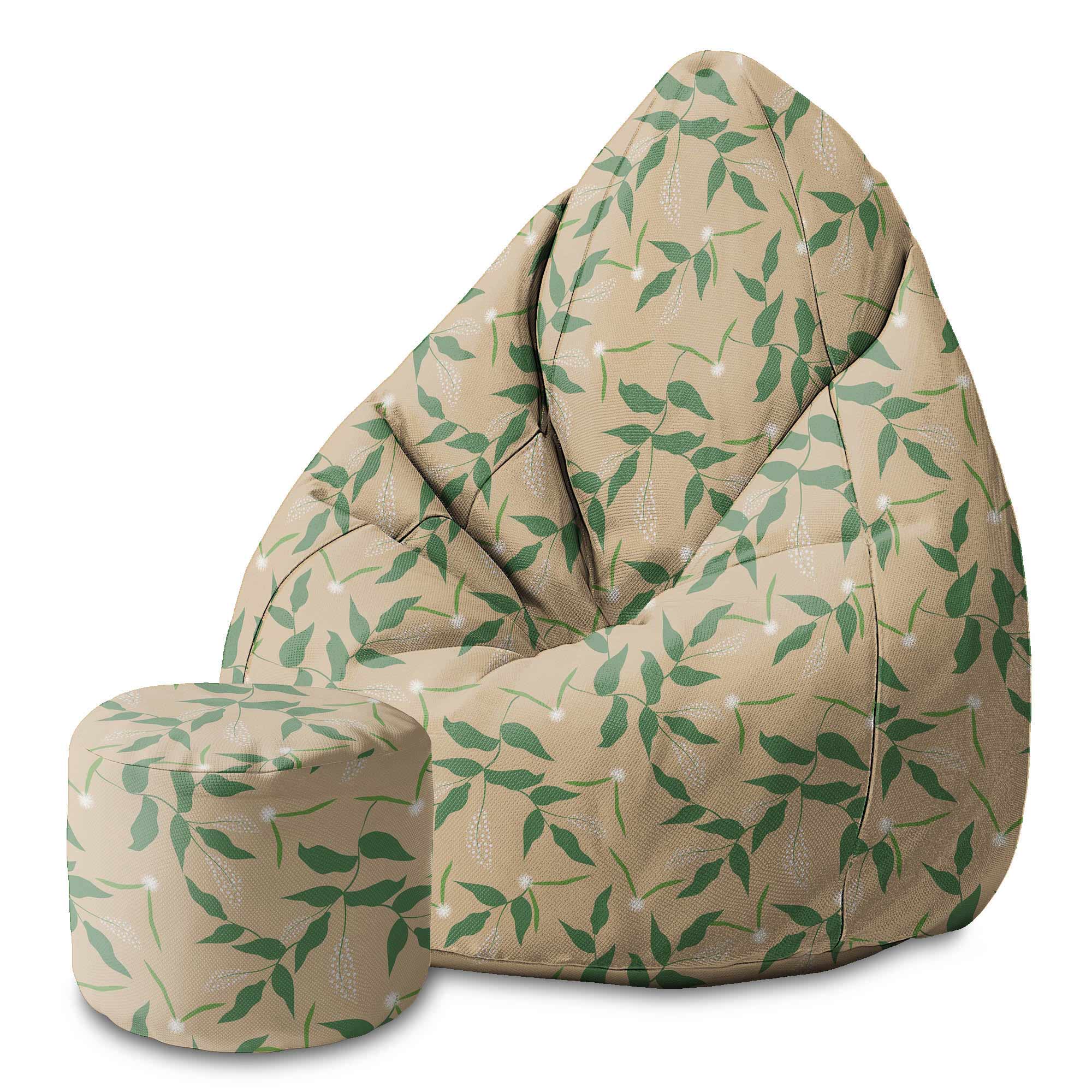 Runder Hocker Fußstütze Fresh Spring Leaves-Velvet