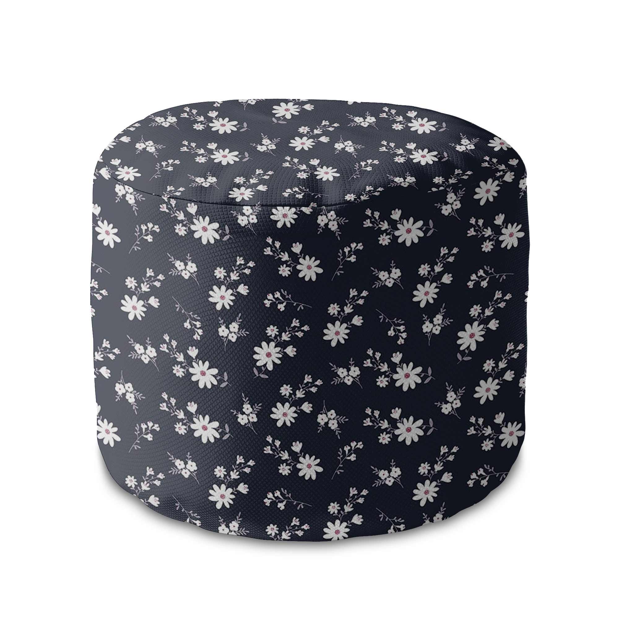 Runder Hocker Fußstütze Small Flowers on Dark