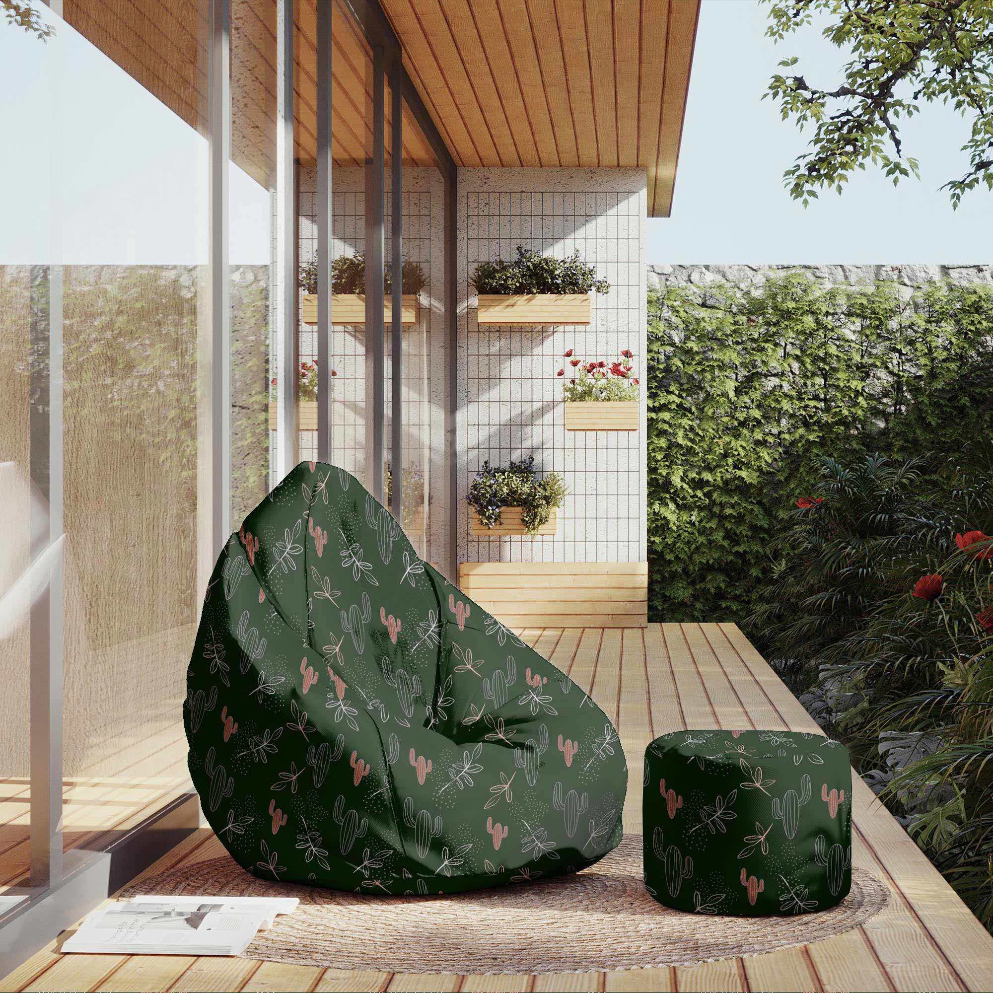 Runder Hocker Fußstütze Cactus Doodles