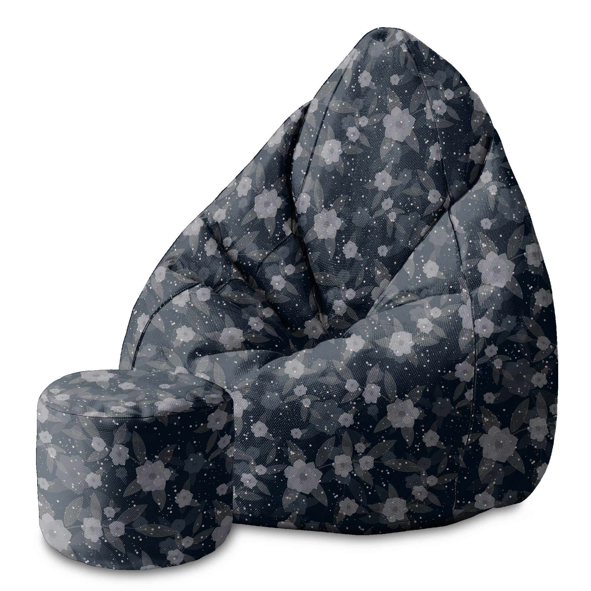 Runder Hocker Fußhocker Fatasy Flowers-Velvet