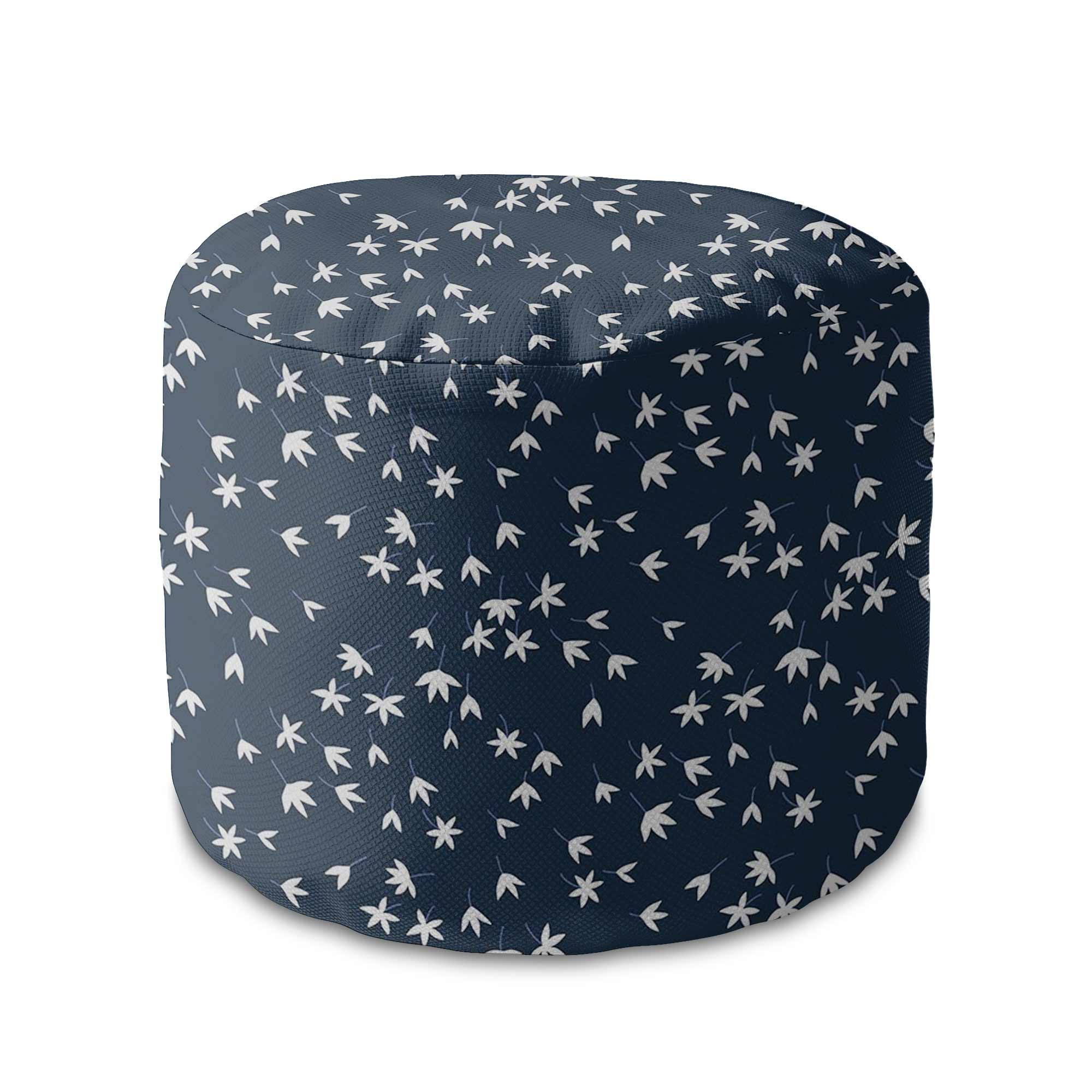 Runder Hocker Fußhocker Navy Tiny Petal-Oxford
