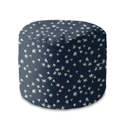 Runder Hocker Fußhocker Navy Tiny Petal-Velvet