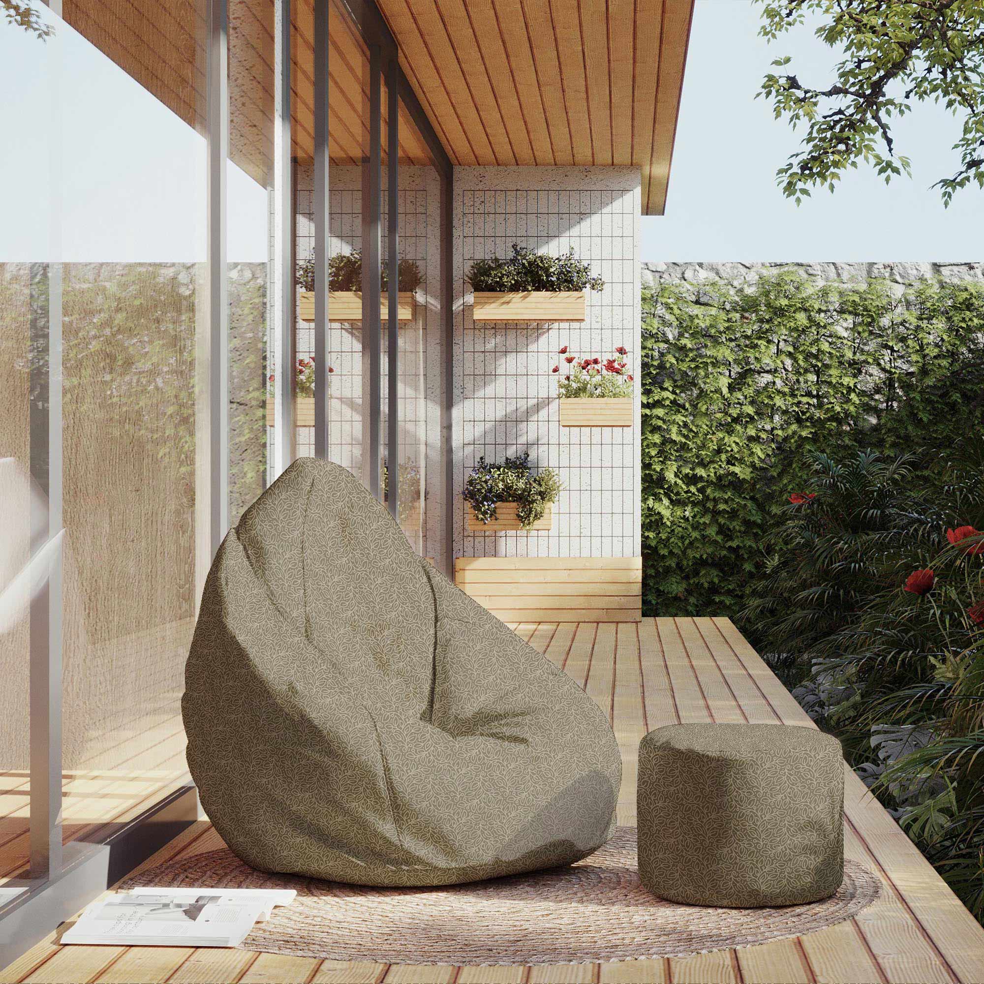 Runder Hocker Fußhocker More Leaves Beige