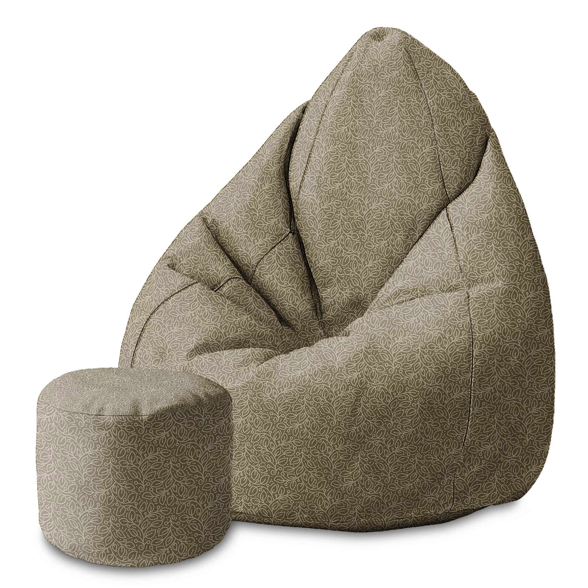 Runder Hocker Fußhocker More Leaves Beige-Velvet