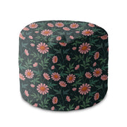 Runder Hocker Fußhocker Oxeye Daisy-Velvet