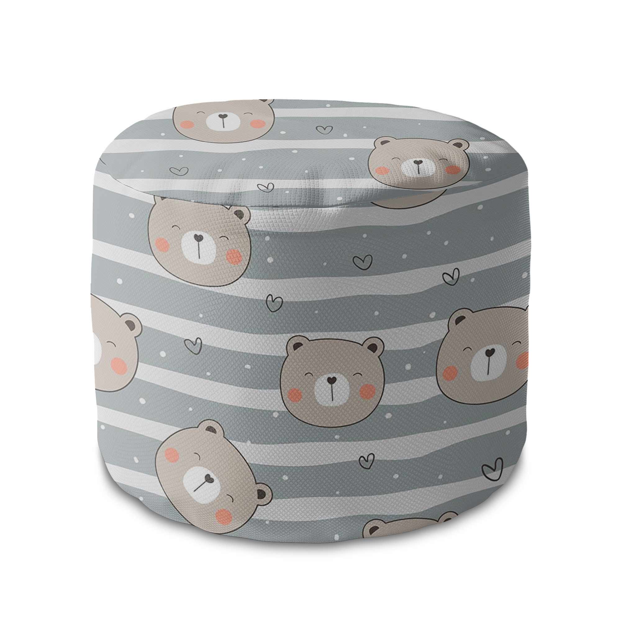 Kulatý puf podnožka Happy Bear-Velvet