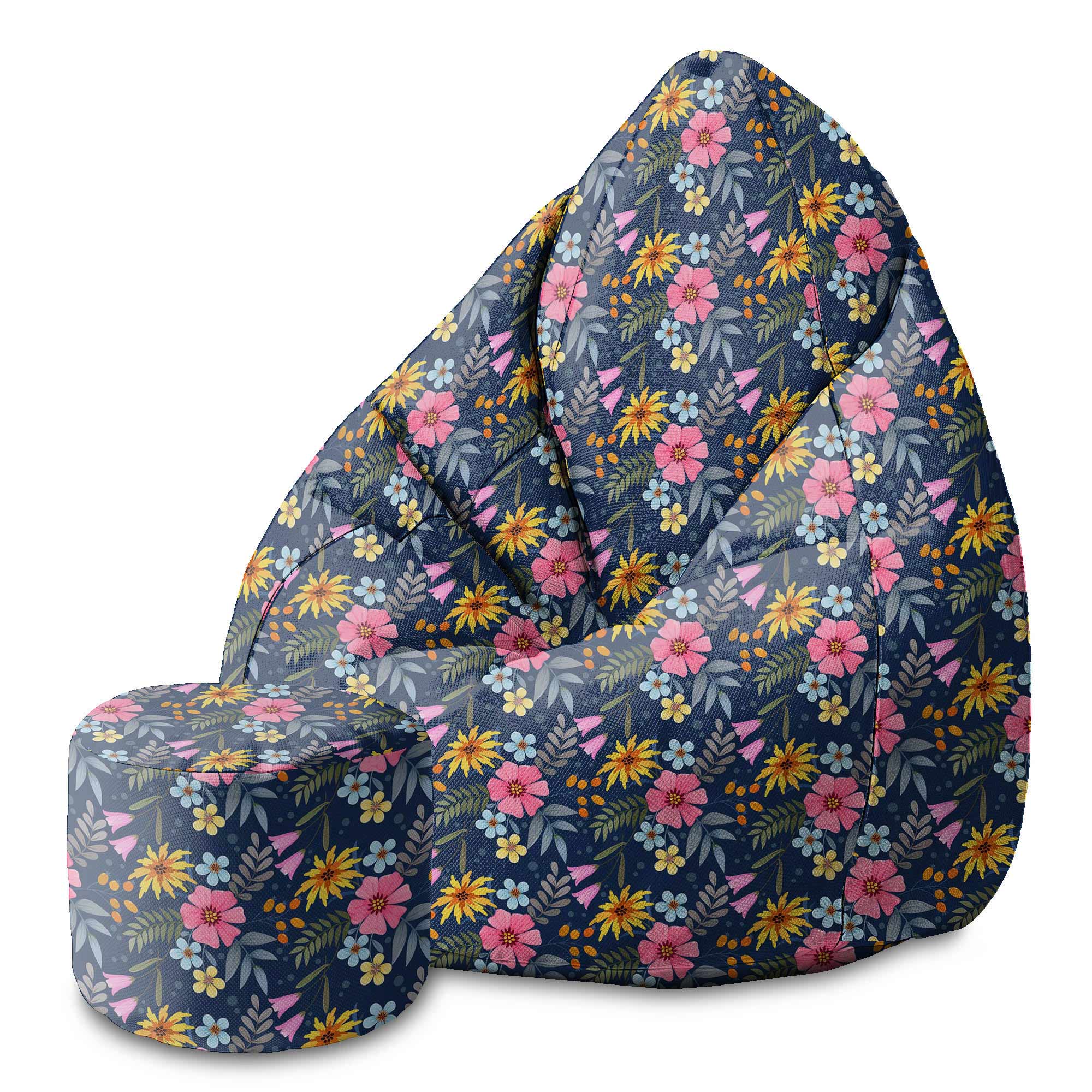 Runder Hocker Fußhocker Spring Flowers-Velvet