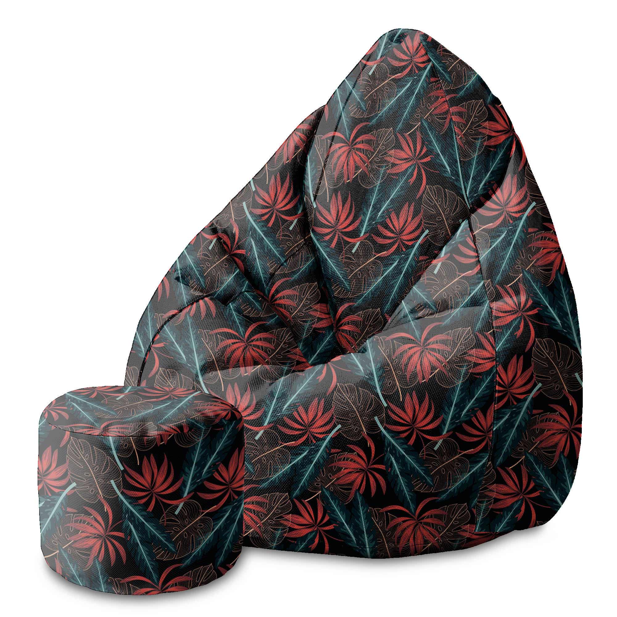 Runder Hocker Fußhocker Exotic Leaves on Dark-Oxford