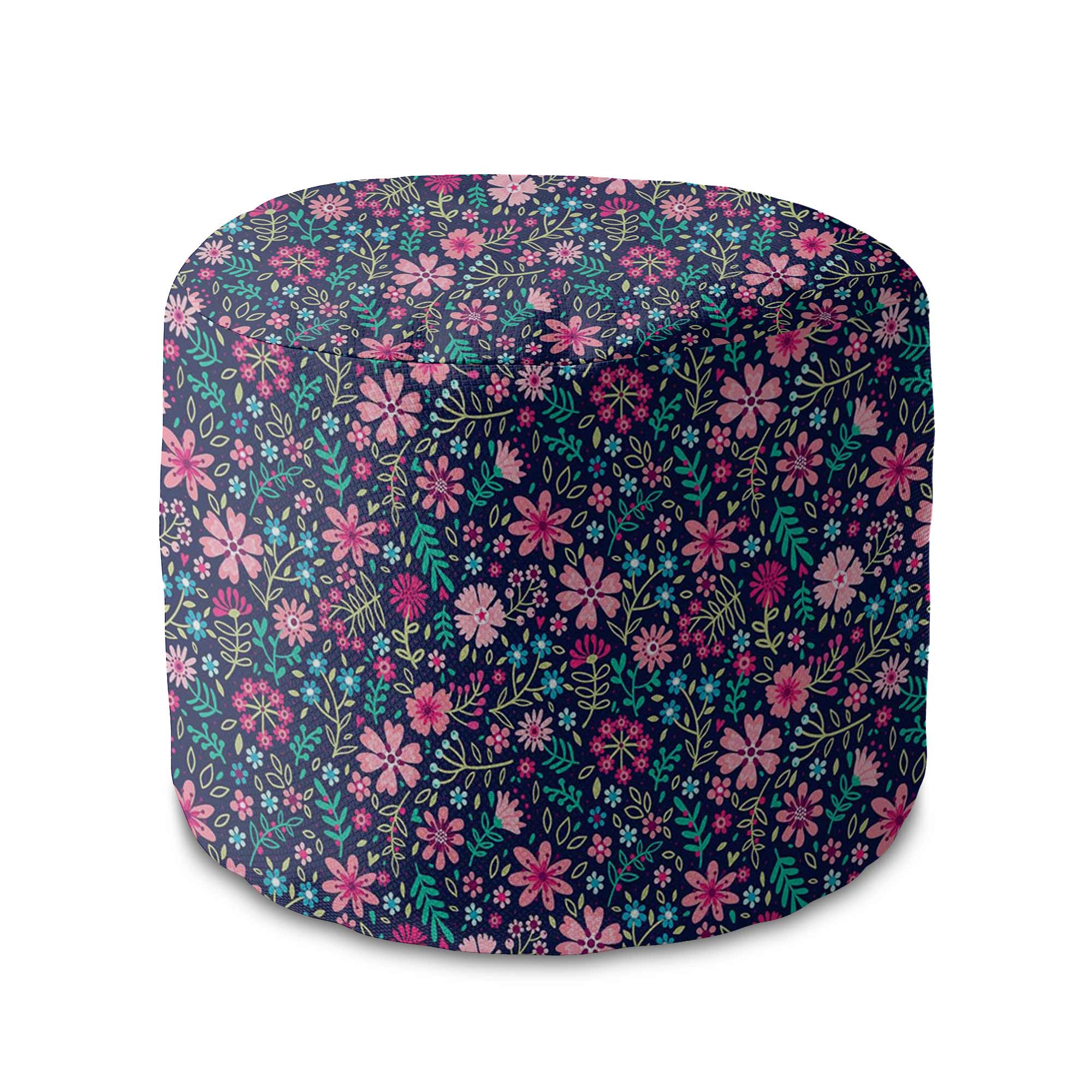 Runder Hocker Fußhocker Pink Meadow