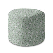Runder Hocker Fußhocker Tiny White Flowers Meadow-Velvet