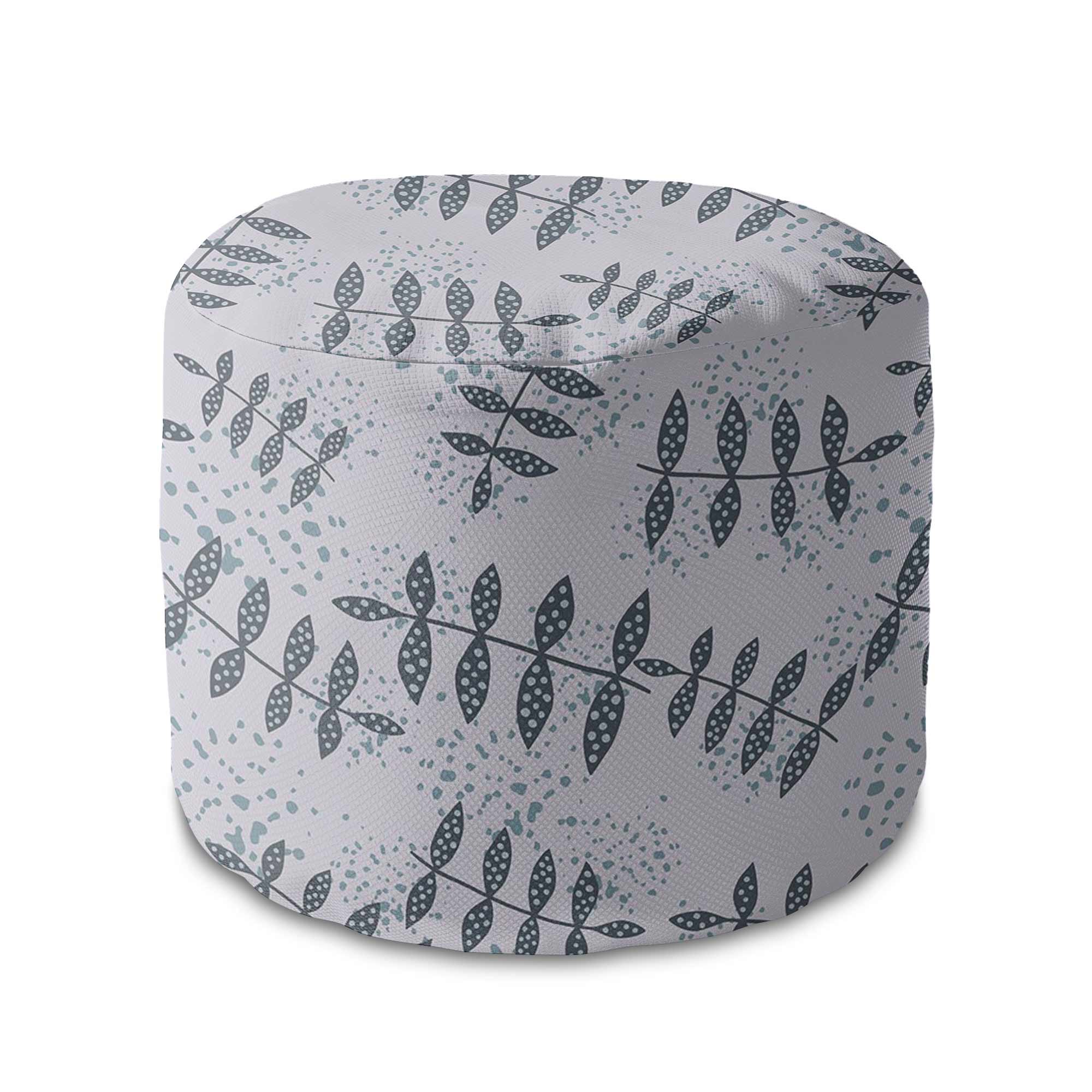 Round Pouf Footstool Splash Floral Pattern