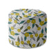 Round Pouf Footstool Lemon Flowers-Velvet