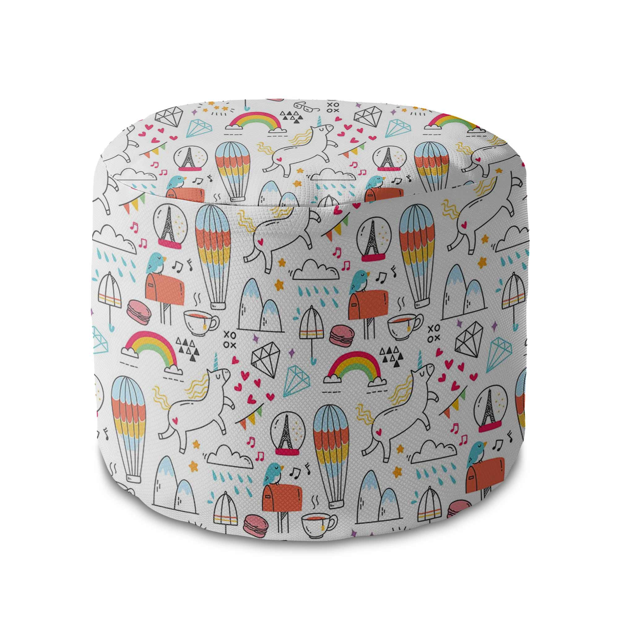 Runder Hocker Fußstütze Rainbow Unicorns