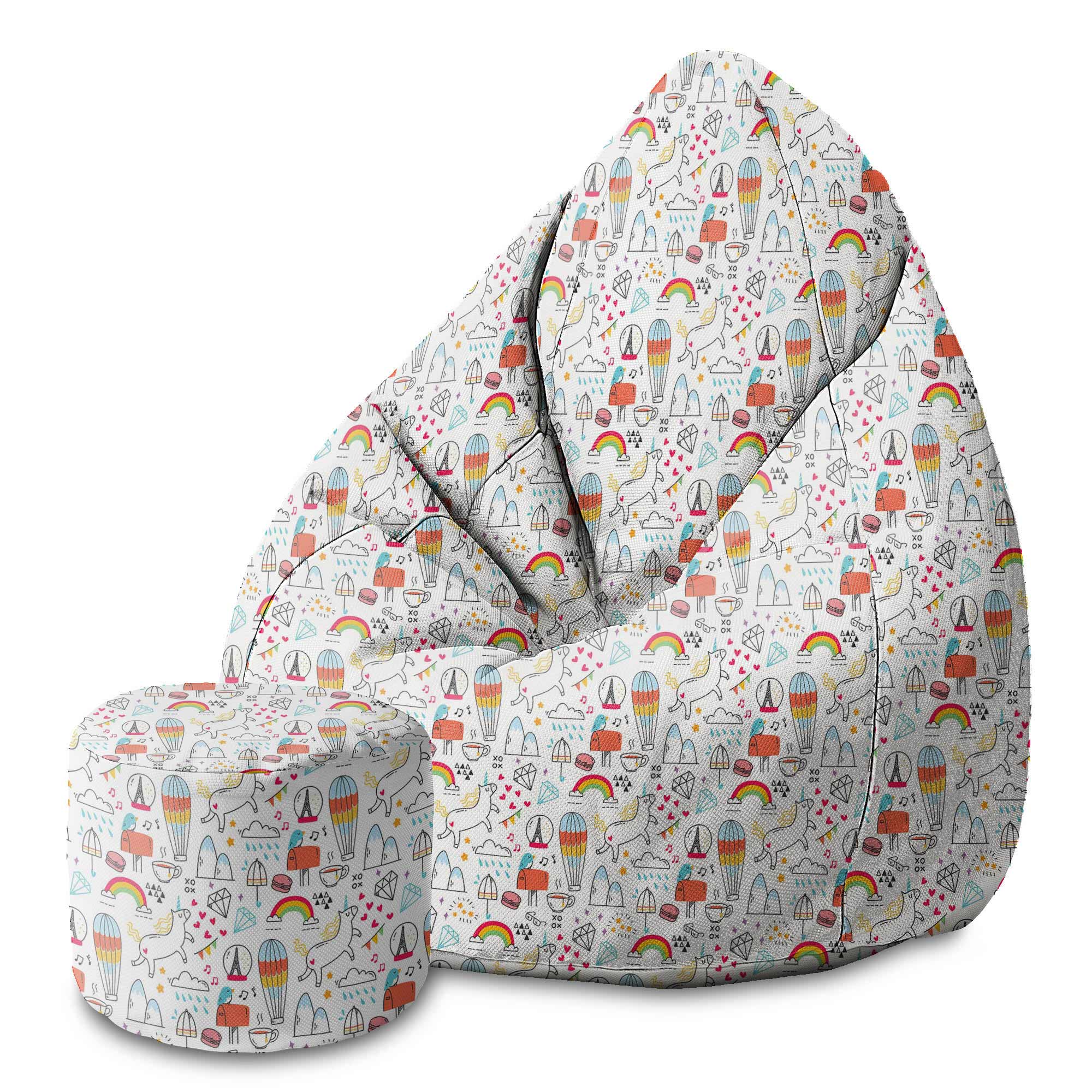 Runder Hocker Fußstütze Rainbow Unicorns