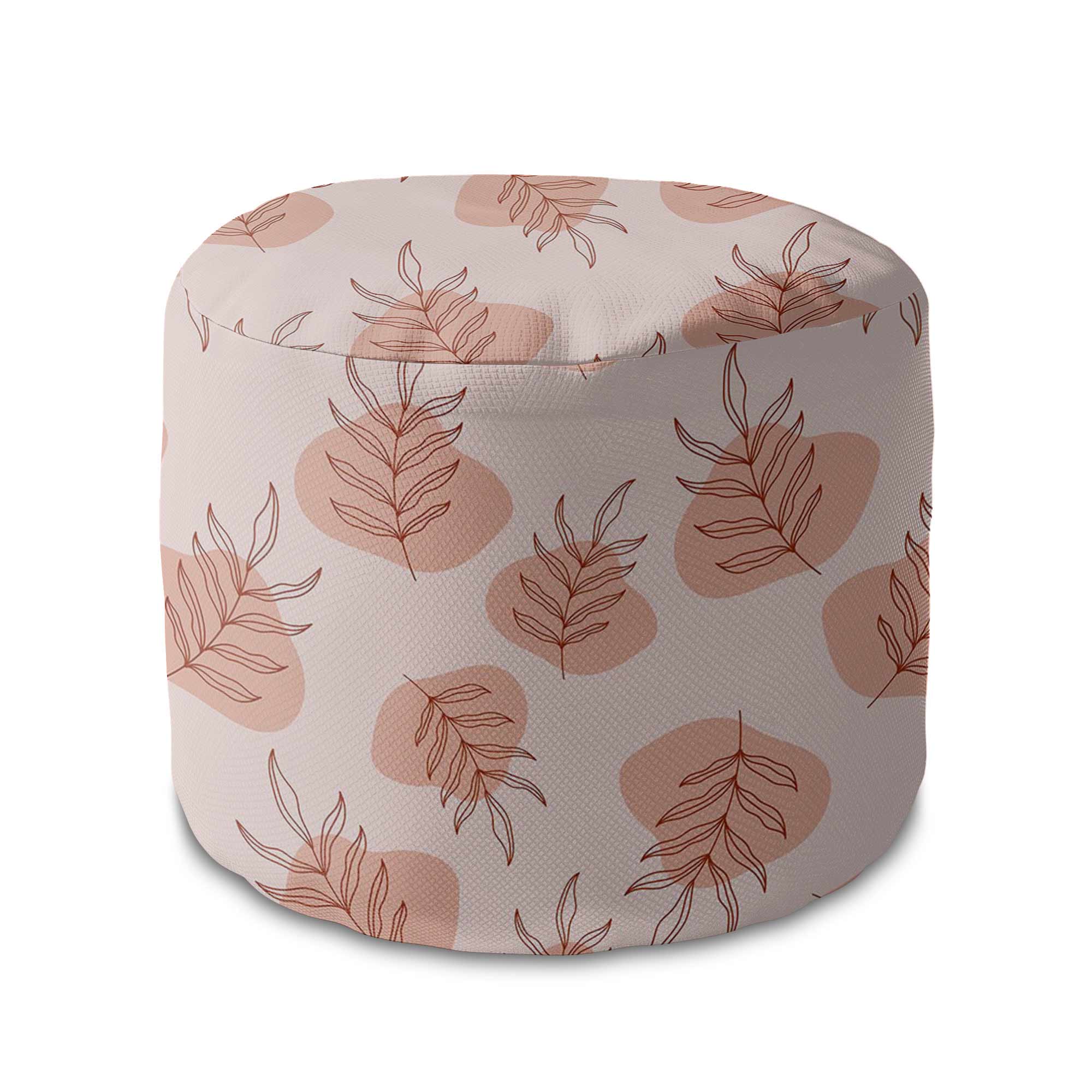 Round Pouf Footstool Botanical Flowers and Leaves-Oxford