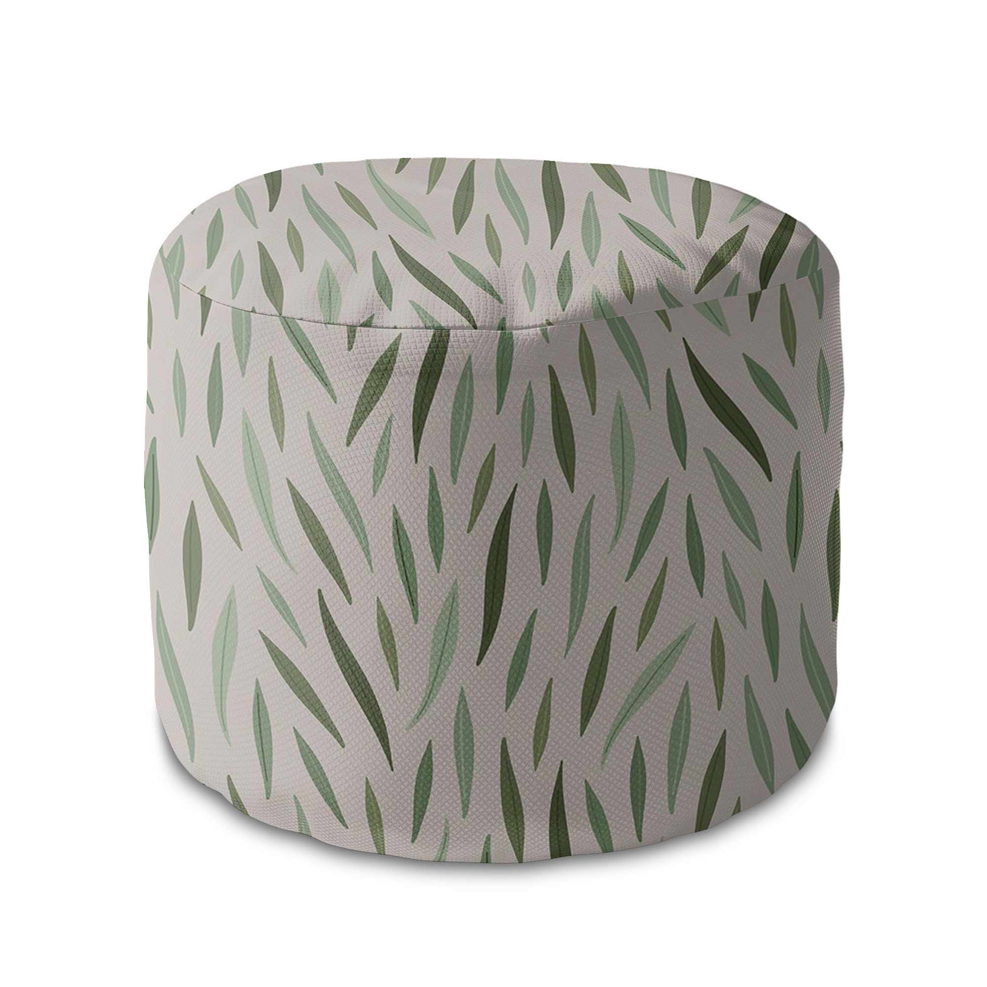 Runder Hocker Fußstütze Green Leaves Pattern