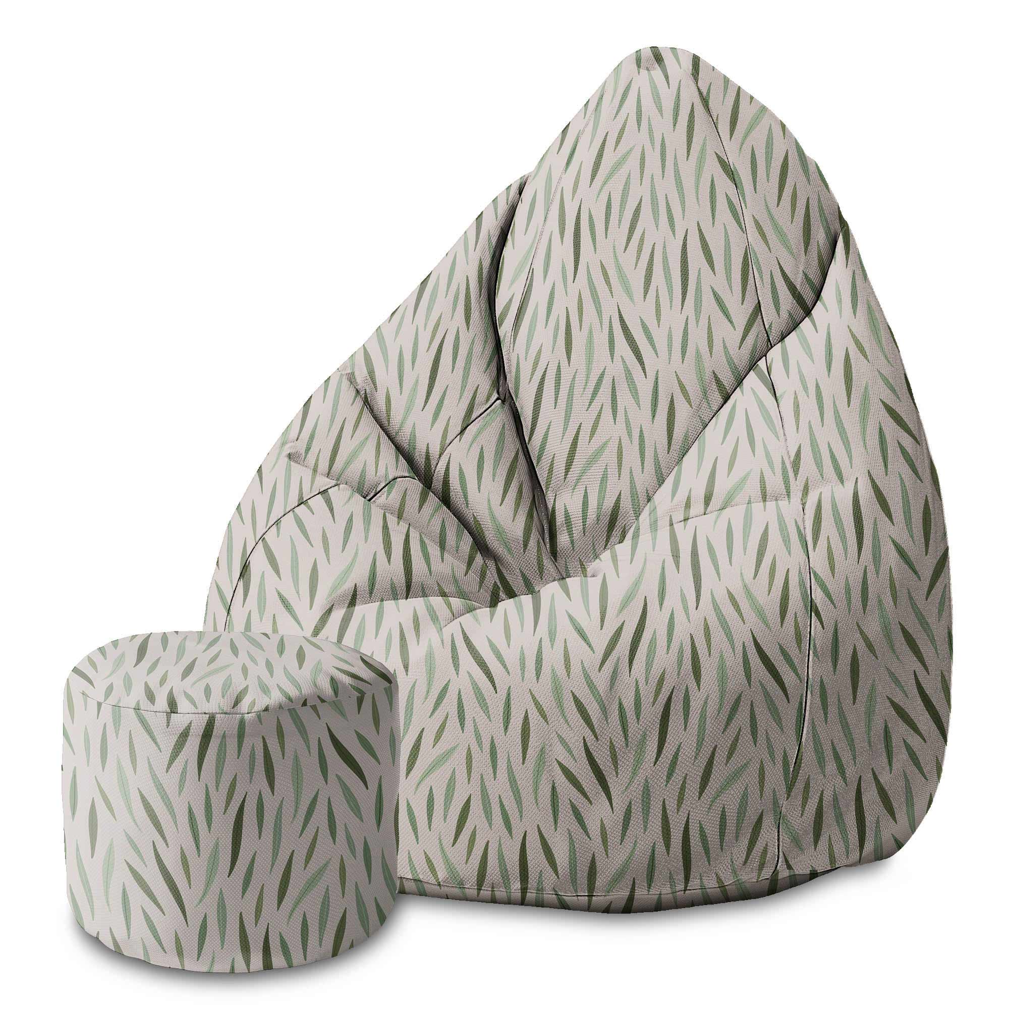 Runder Hocker Fußstütze Green Leaves Pattern
