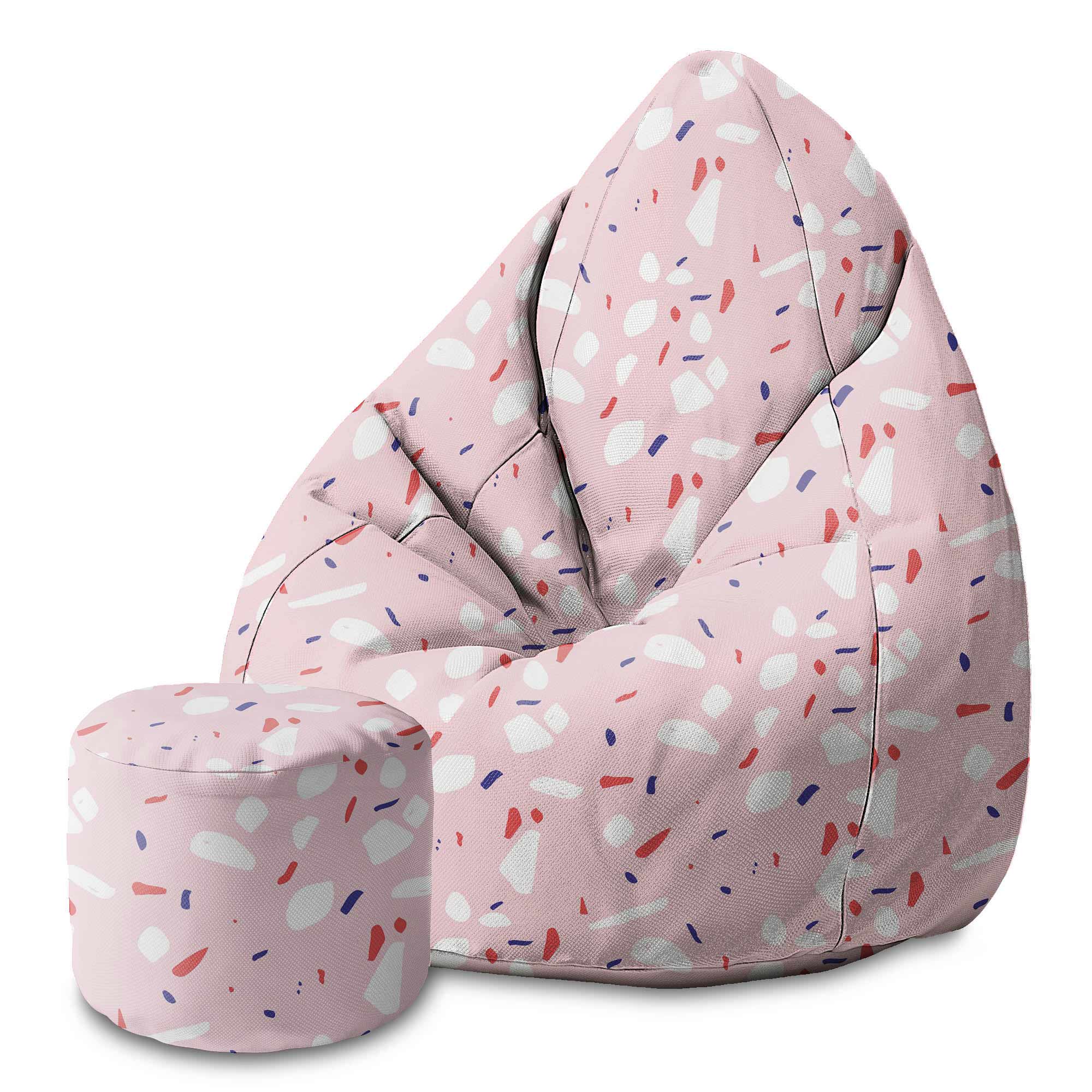 Runder Hocker Fußstütze Pink Abstract