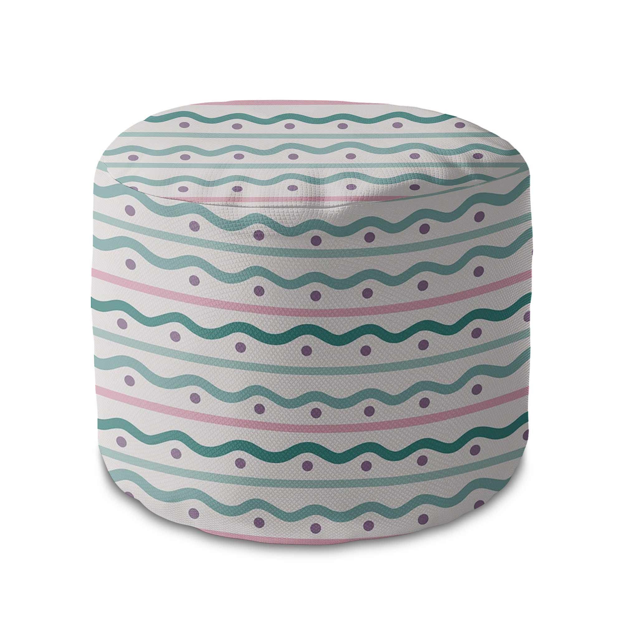 Runder Hocker Fußstütze Lines and Dots-Velvet