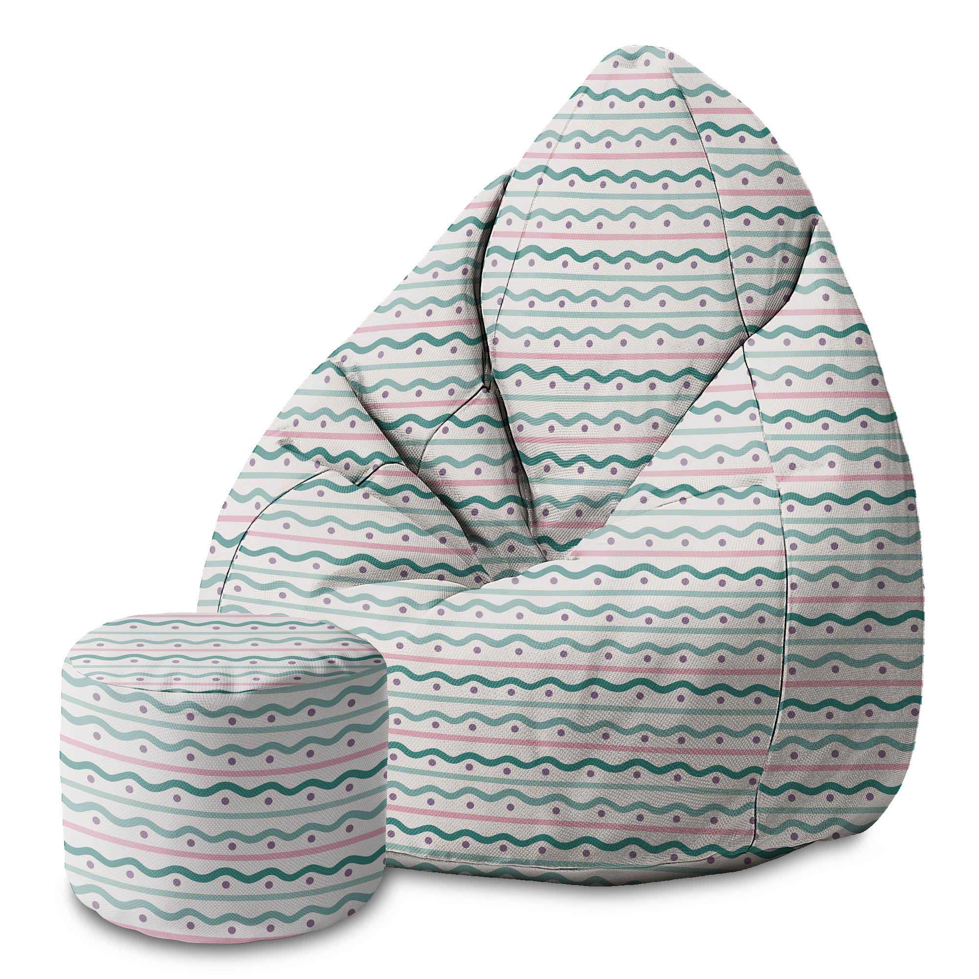 Runder Hocker Fußstütze Lines and Dots-Velvet