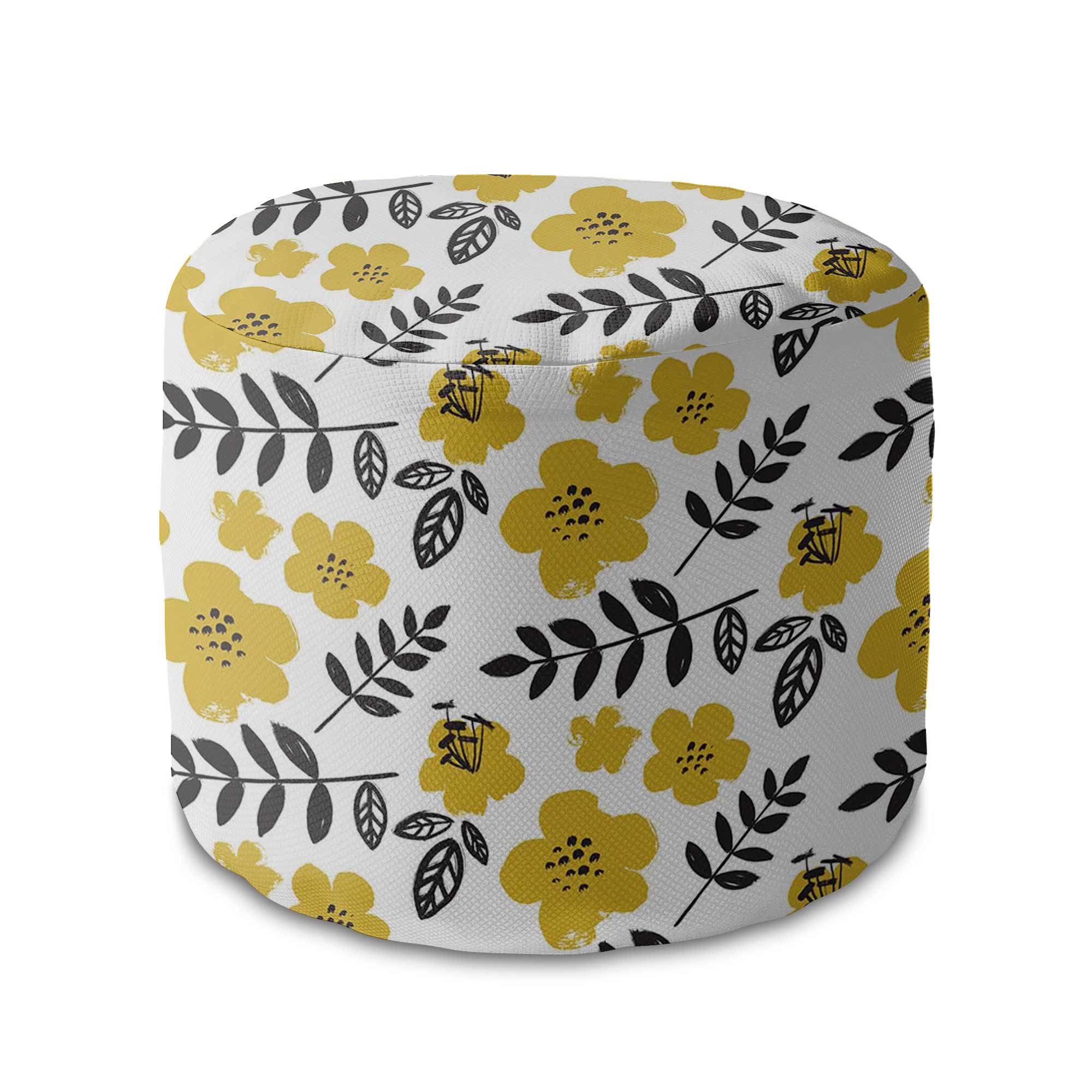 Runder Hocker Fußstütze Painted Yellow Flowers-Oxford