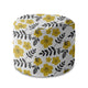 Runder Hocker Fußstütze Painted Yellow Flowers-Velvet