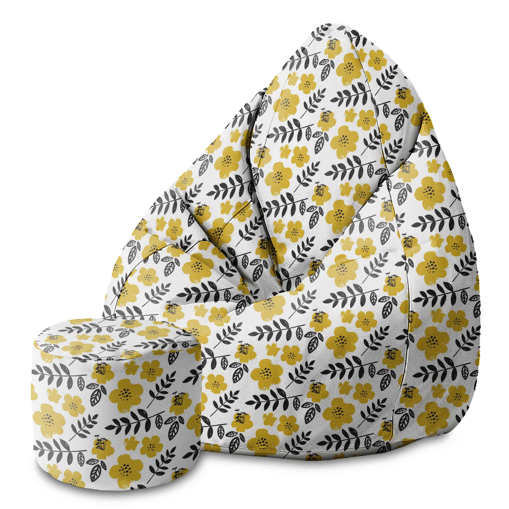 Runder Hocker Fußstütze Painted Yellow Flowers-Oxford