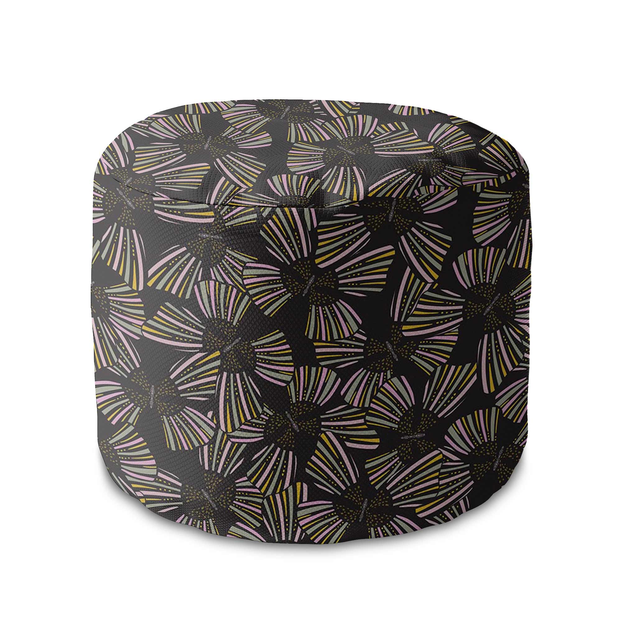 Round Pouf Footstool Modern Abstract Pattern-Oxford