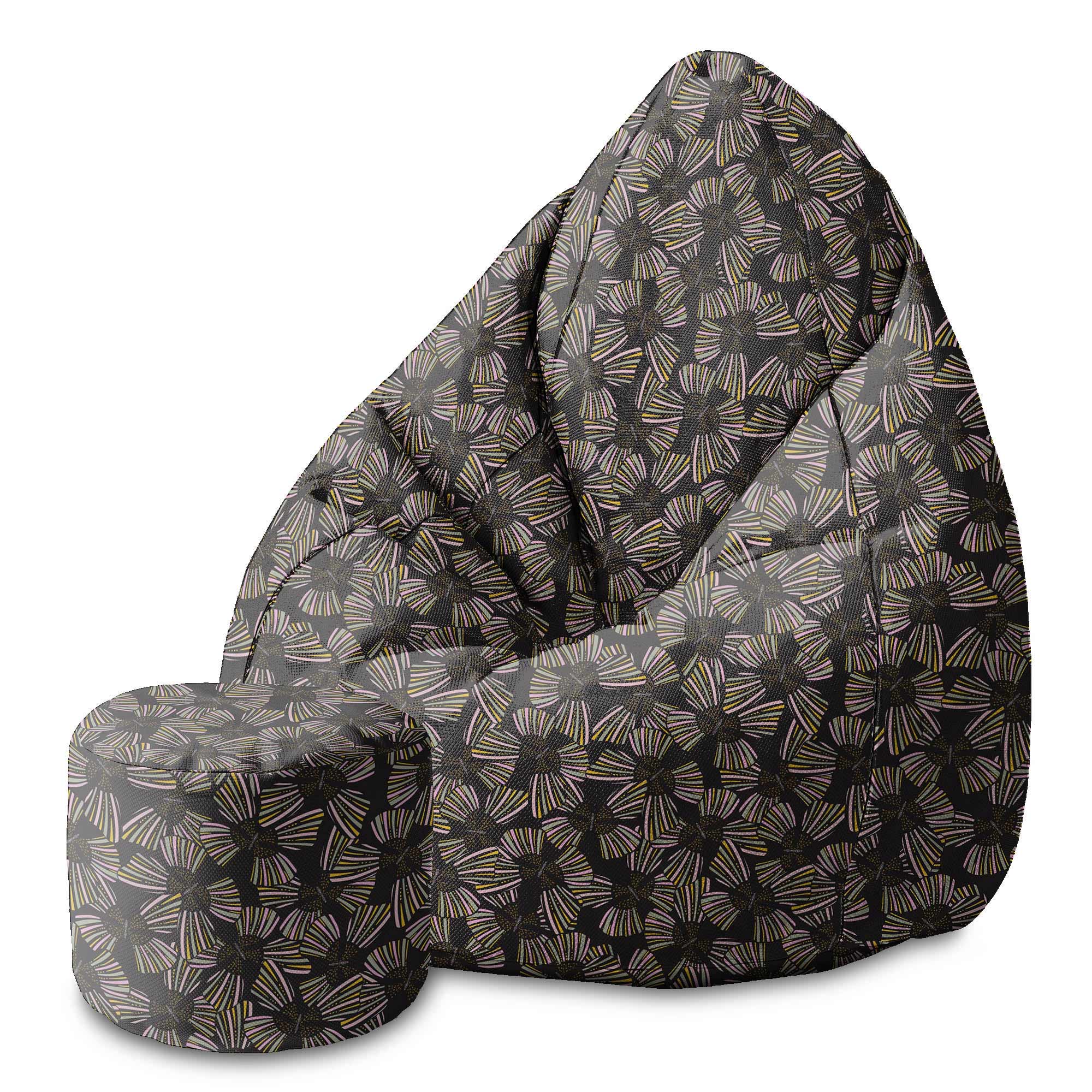 Round Pouf Footstool Modern Abstract Pattern-Oxford