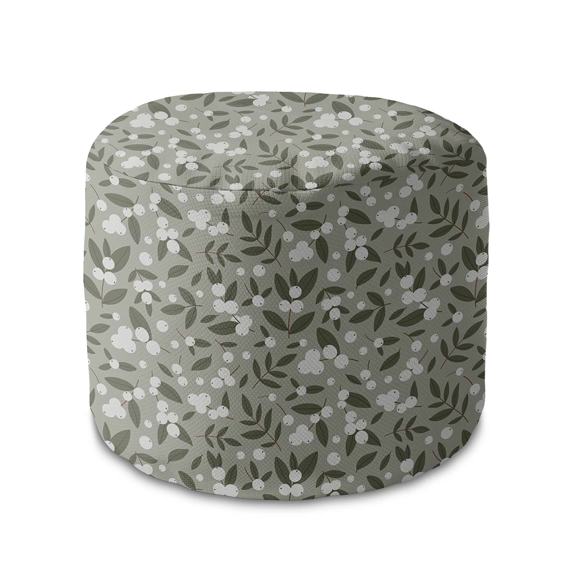 Runder Hocker Fußstütze White Berries auf Olive