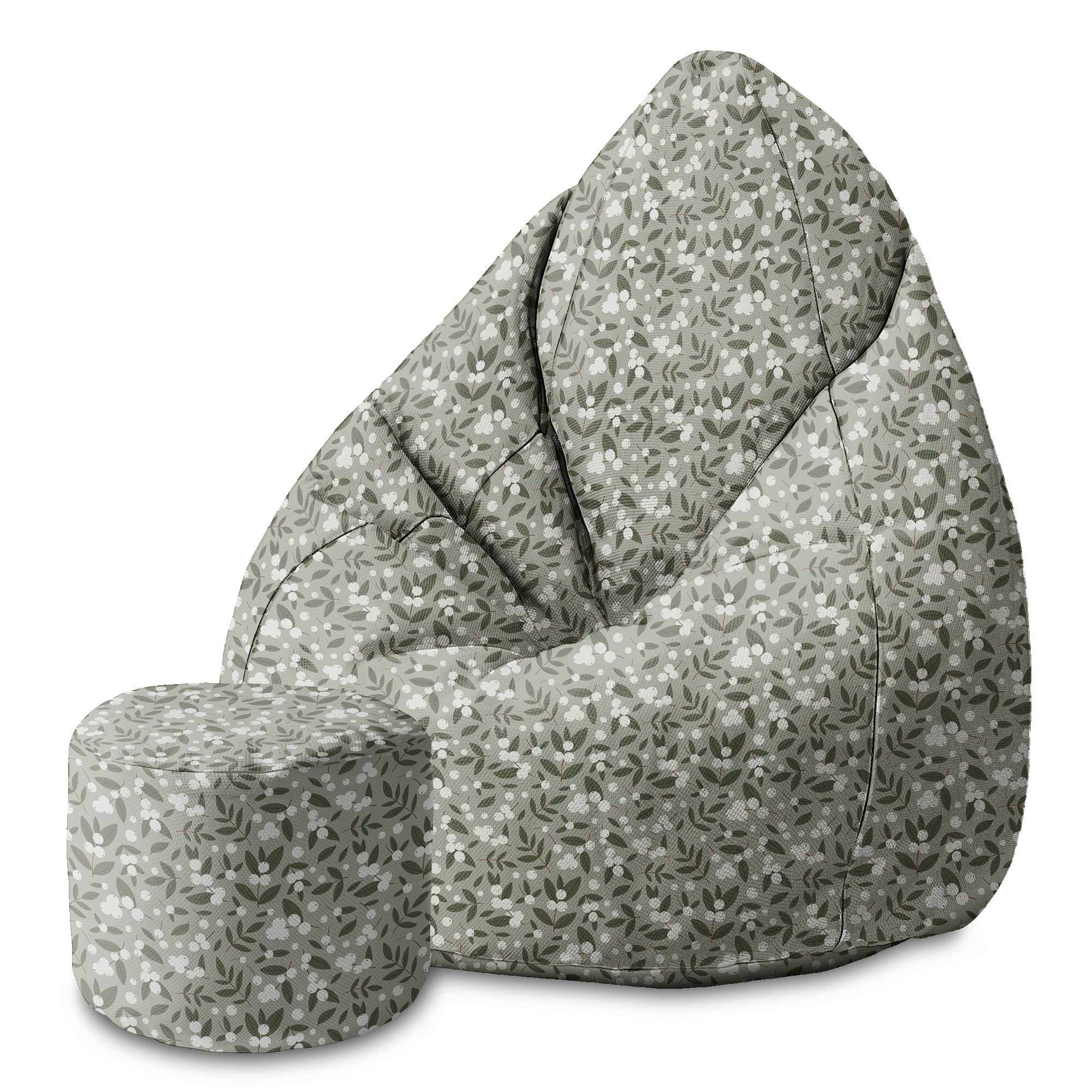Runder Hocker Fußstütze White Berries auf Olive