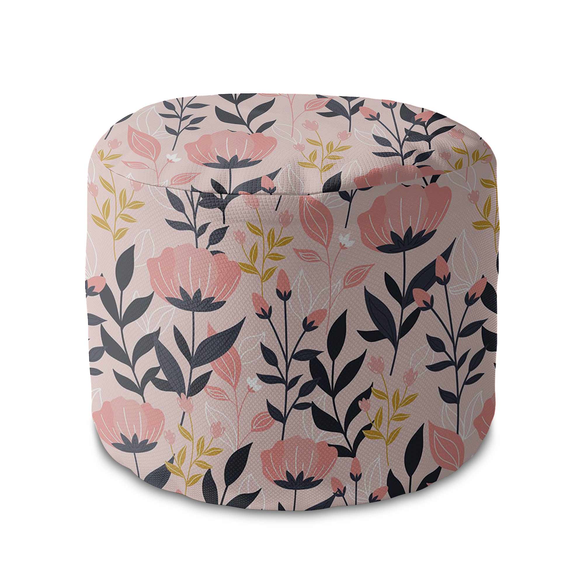 Runder Hocker Fußstütze Pink and Navy Flowers