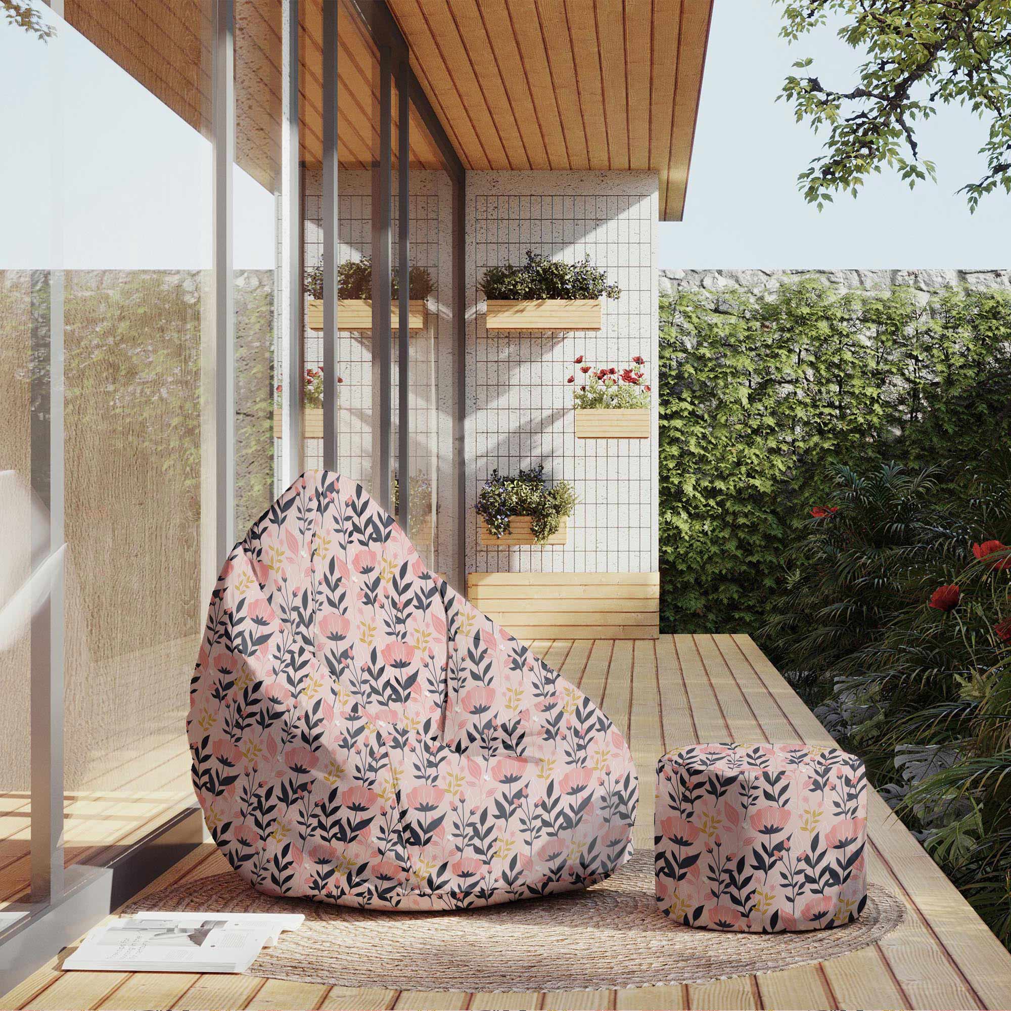 Runder Hocker Fußstütze Pink and Navy Flowers