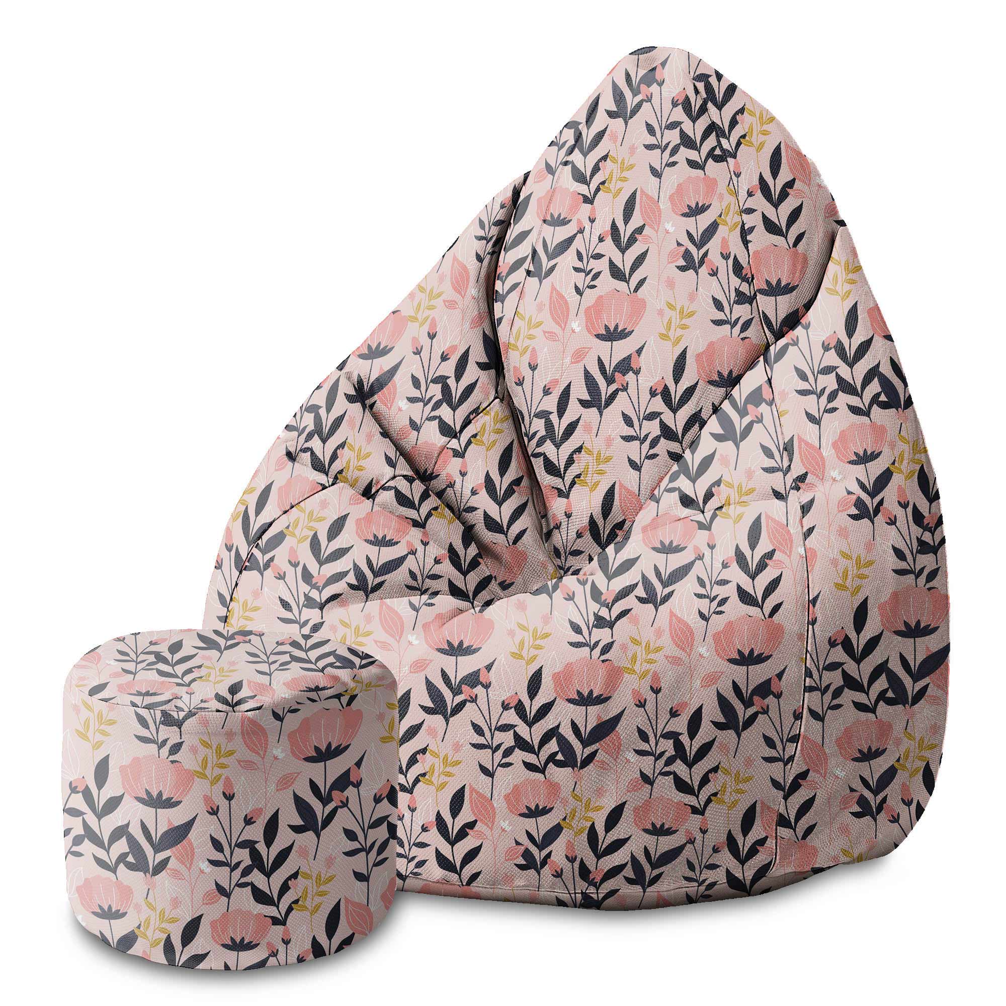 Runder Hocker Fußstütze Pink and Navy Flowers-Oxford