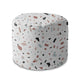 Runder Hocker Fußstütze Brauner Terrazzo-Samt