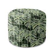 Runder Hocker Fußstütze Monstera Leaves Grid-Oxford