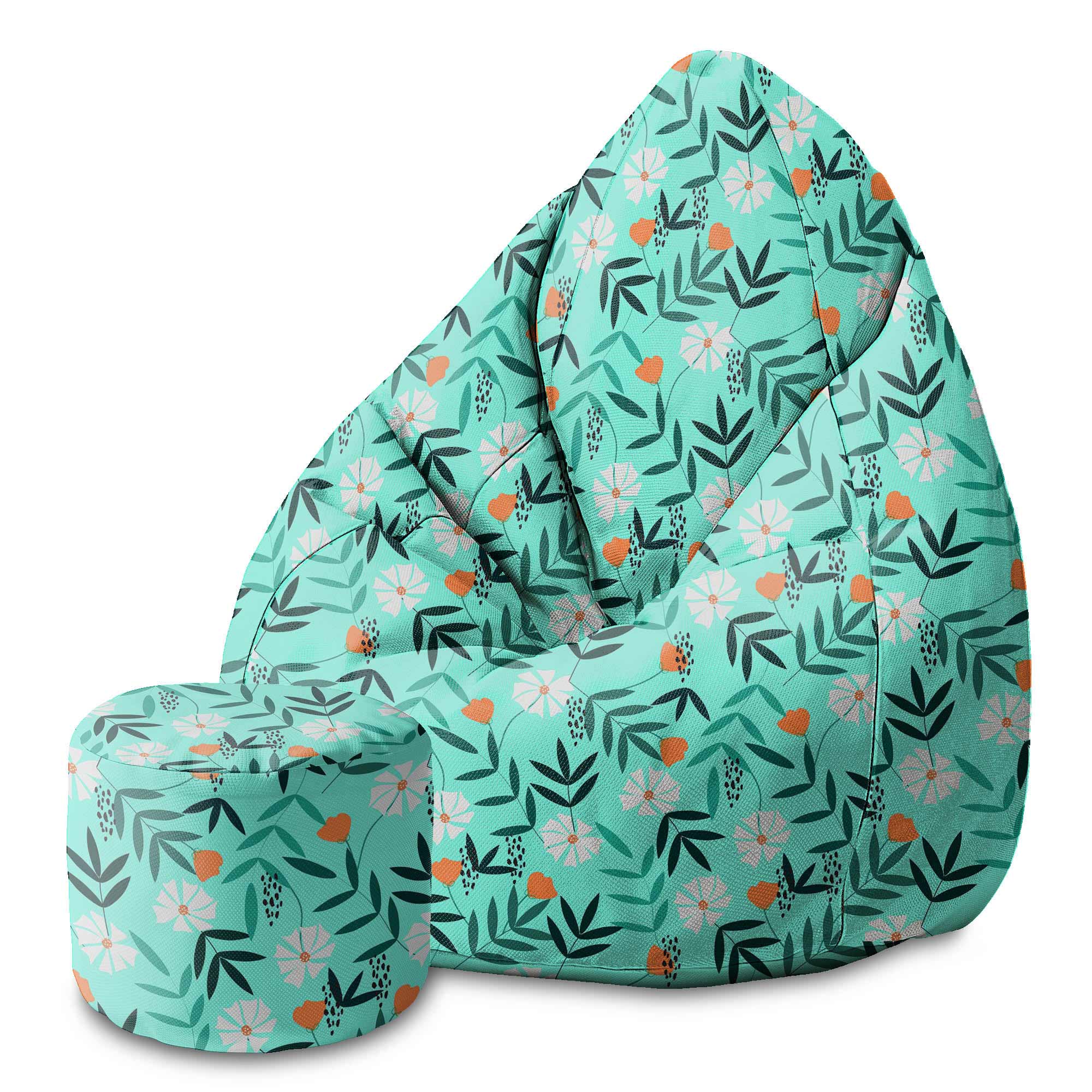 Runder Hocker Fußstütze Flower Dream-Samt