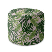 Runder Hocker Fußstütze Tropical Jungle Leaves-Velvet