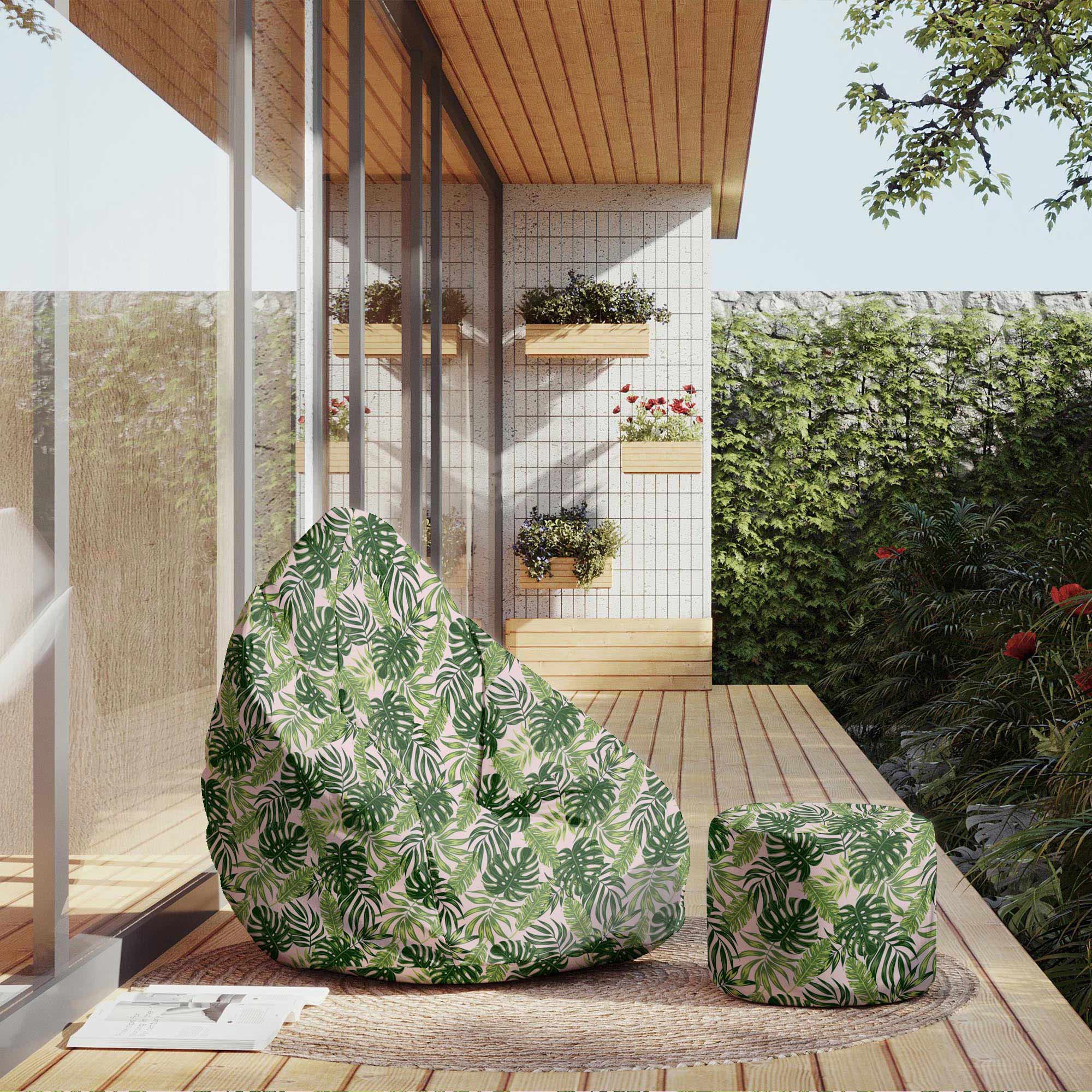 Runder Hocker Fußstütze Tropical Jungle Leaves