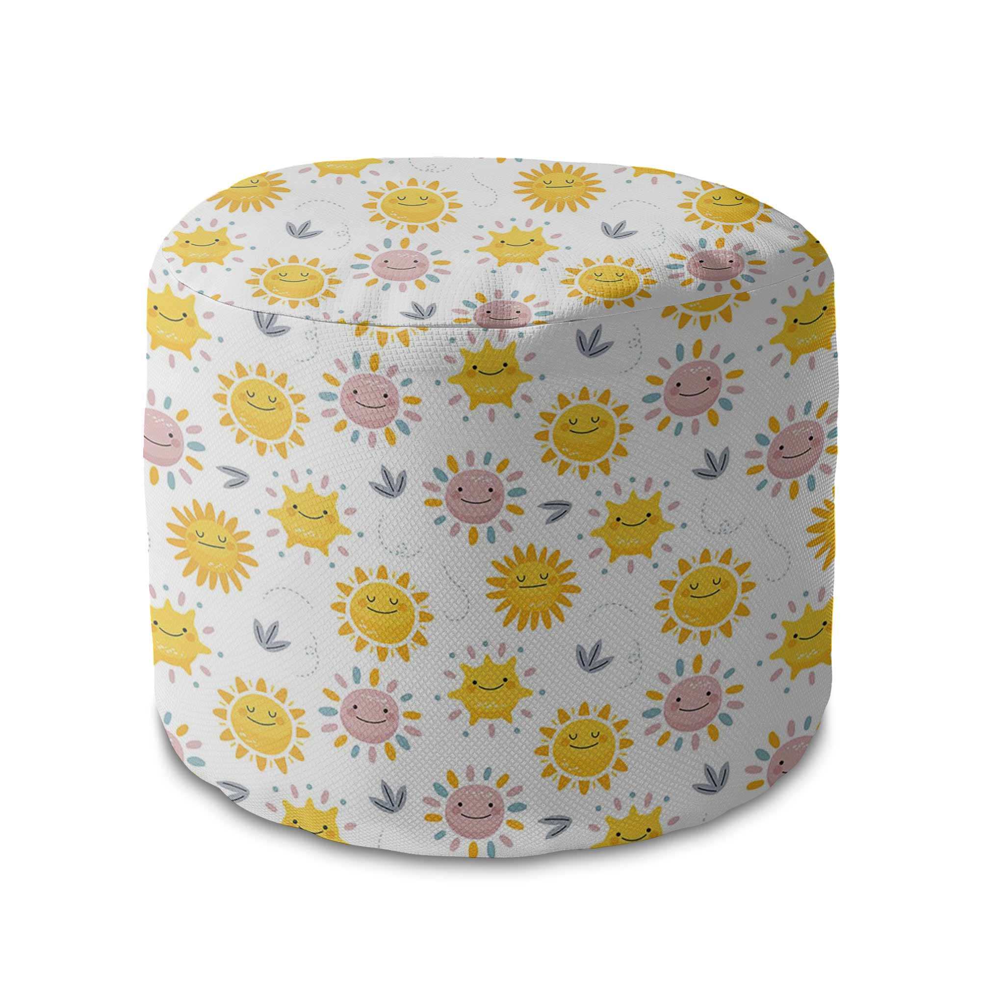 Round Pouf Footstool Sunny Morning-Oxford