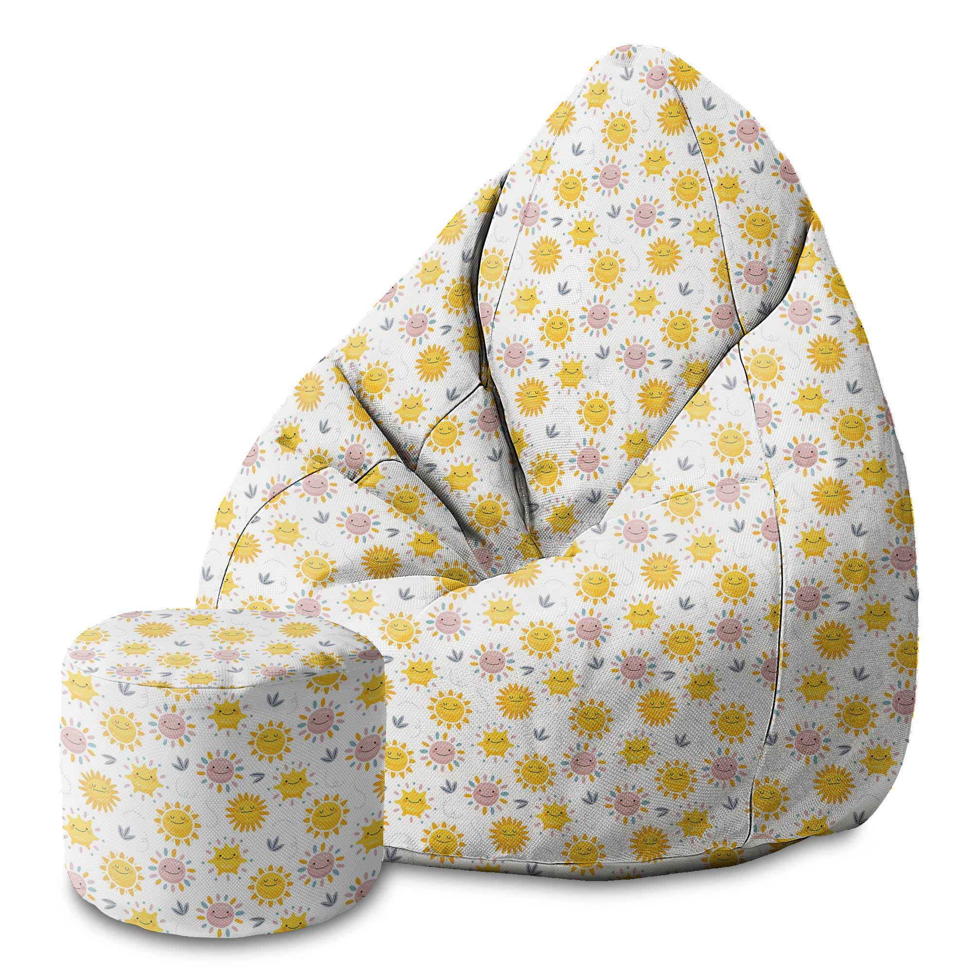 Round Pouf Footstool Sunny Morning-Oxford
