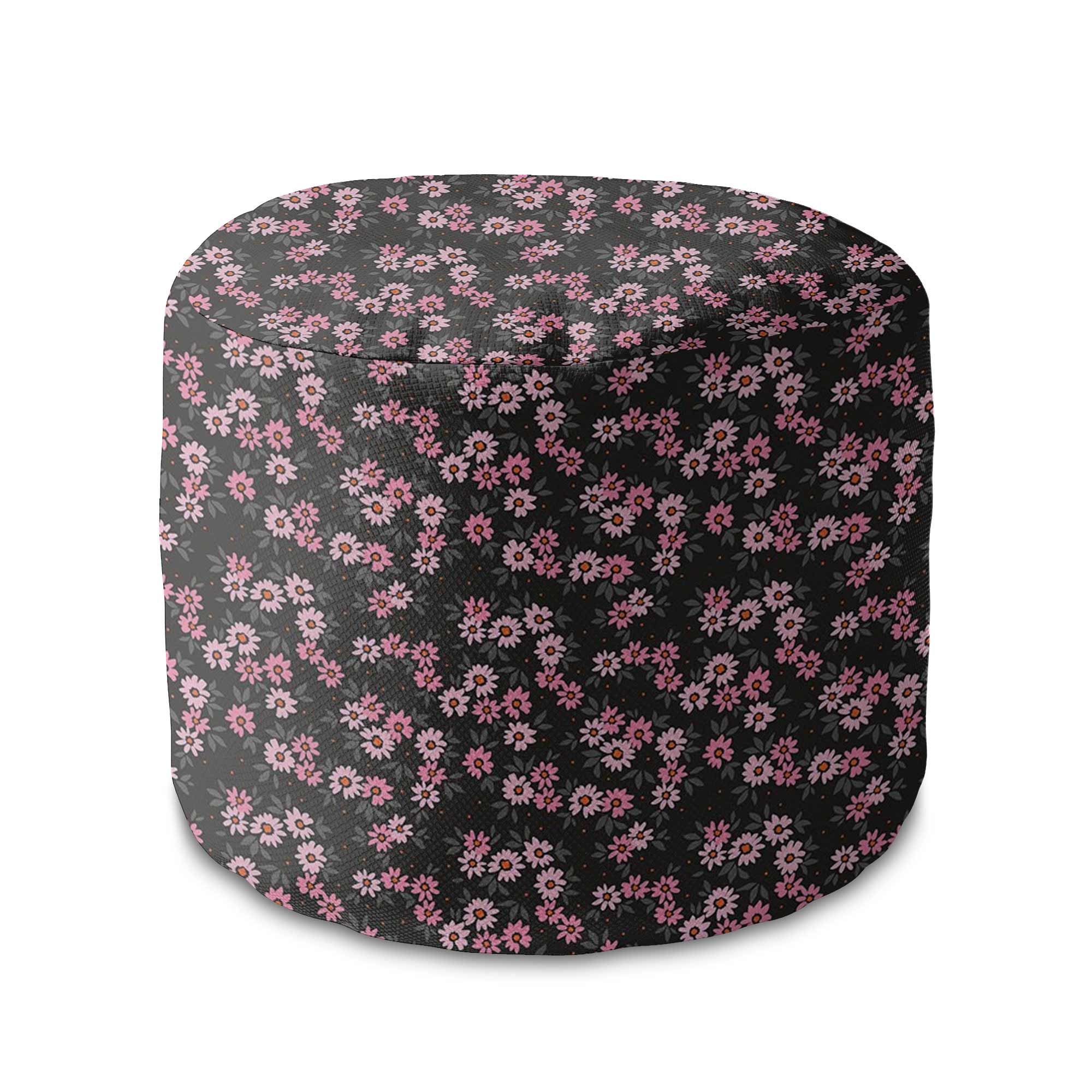 Runder Hocker Fußstütze Pink Flowers Muster