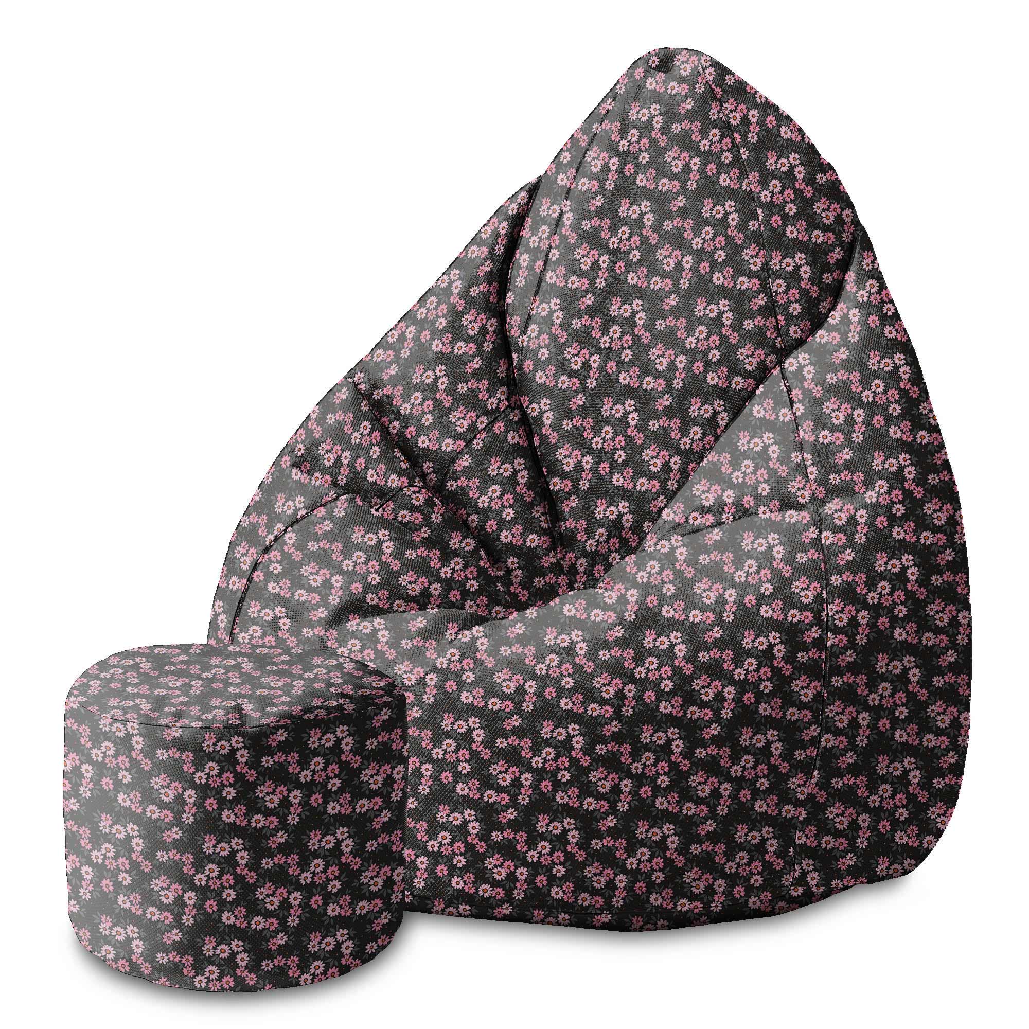 Runder Hocker Fußstütze Pink Flowers Muster