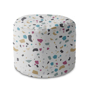 Runder Hocker Fußstütze Buntes Terrazzo