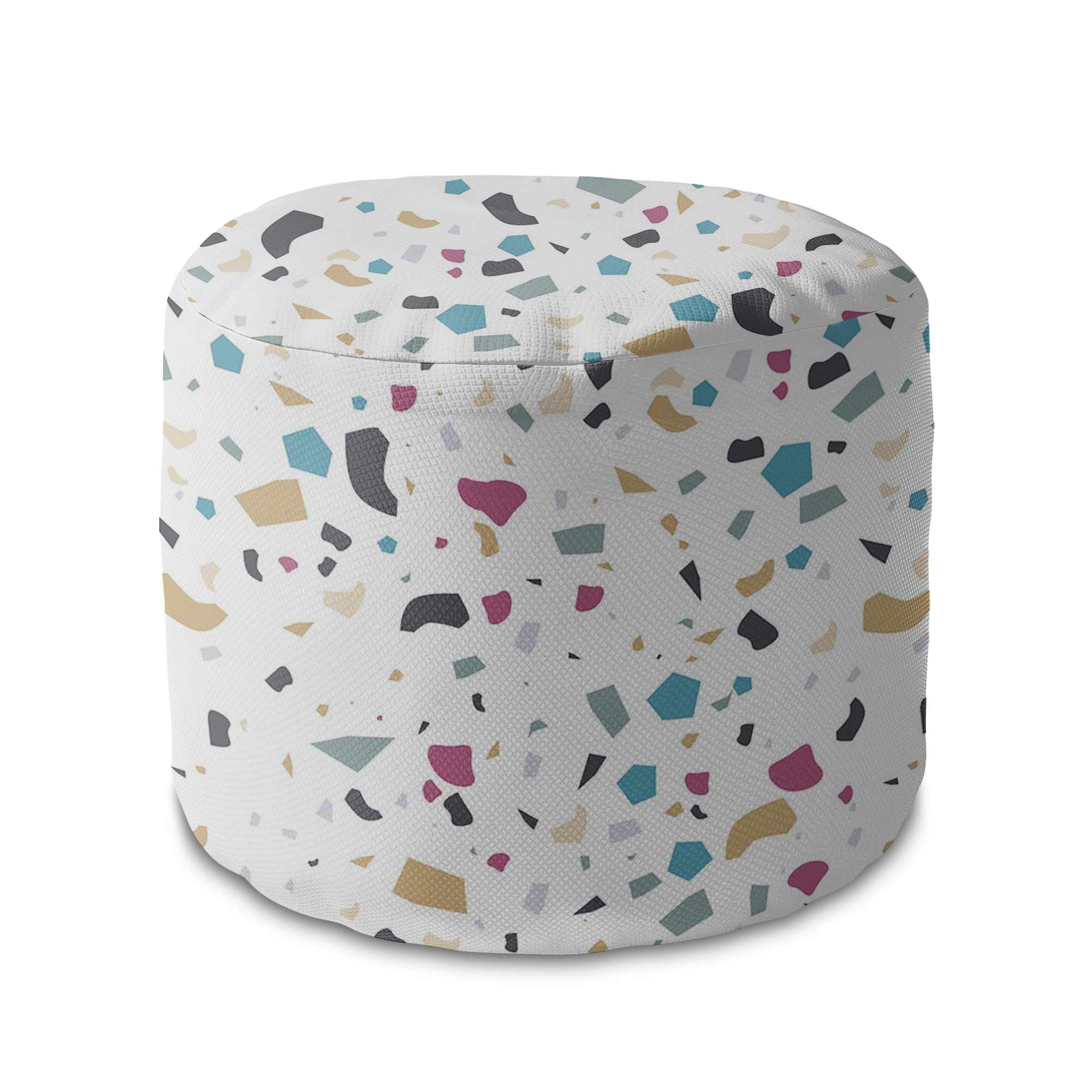 Runder Hocker Fußstütze Buntes Terrazzo