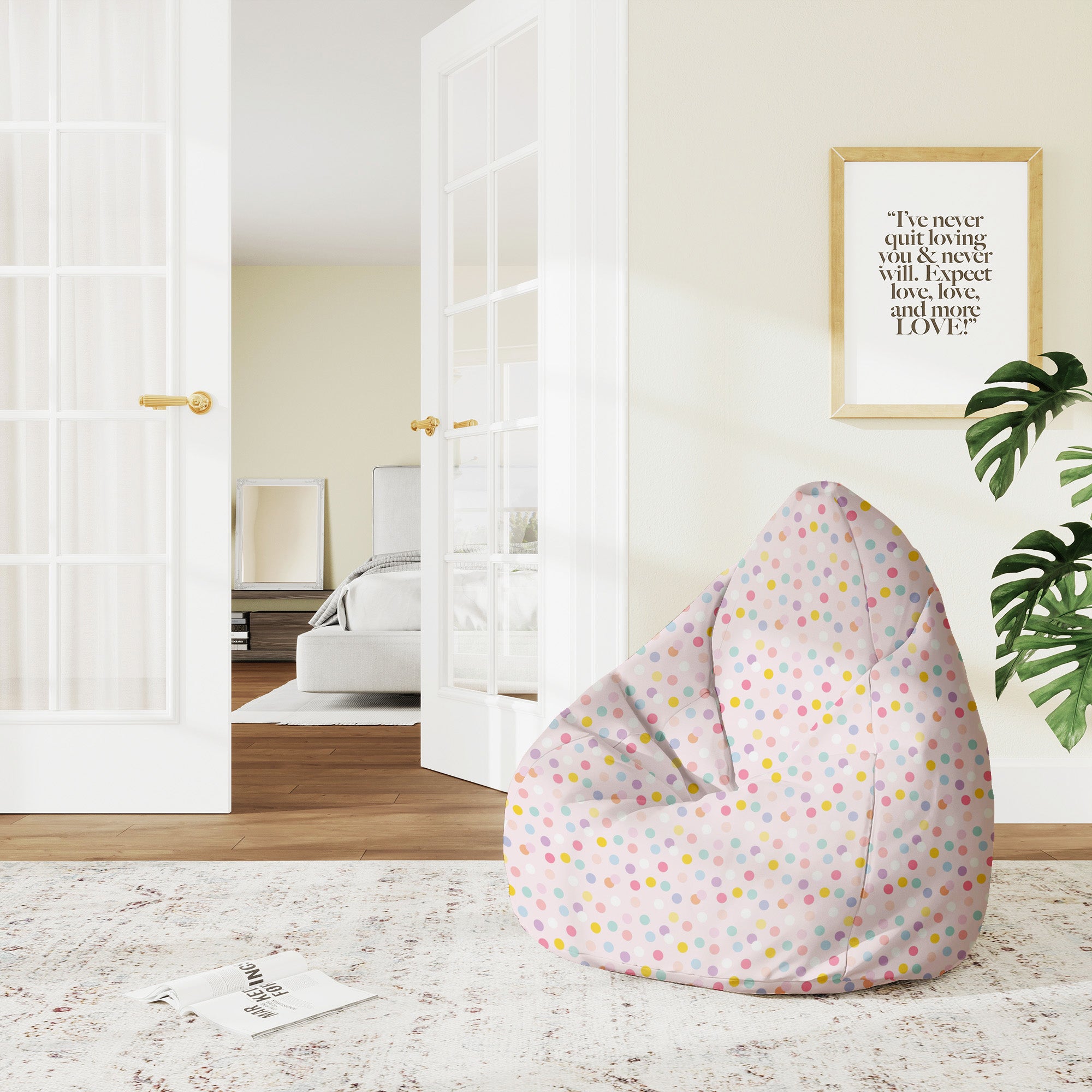 Sitzsack Pearshape Pastell Konfetti Punkte-M-Velvet