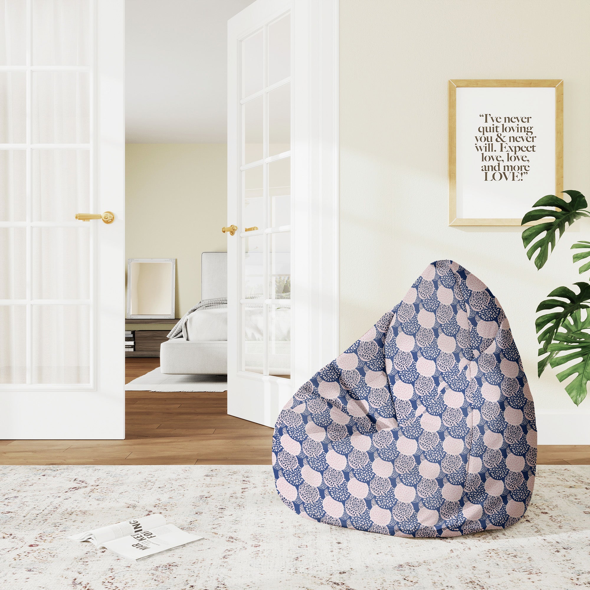 Sitzsack Pearshape Rosa und Blau Geometrisches Ornament-M-Oxford