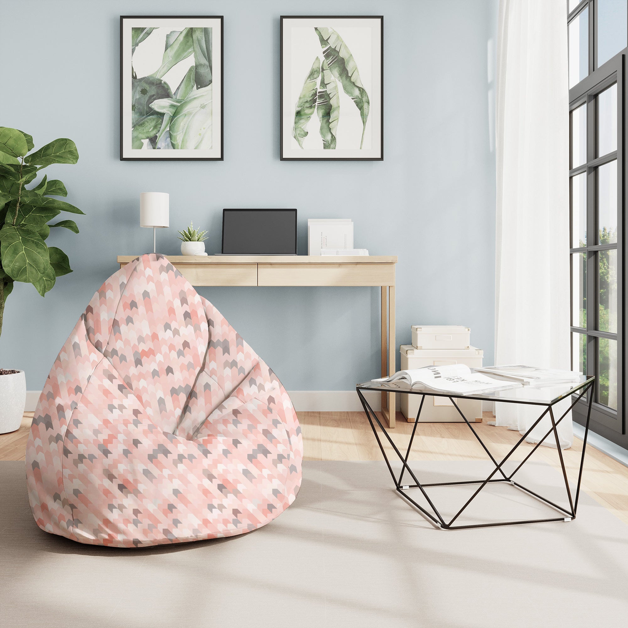 Sitzsack Pearshape Rosa Muster-M-Velvet