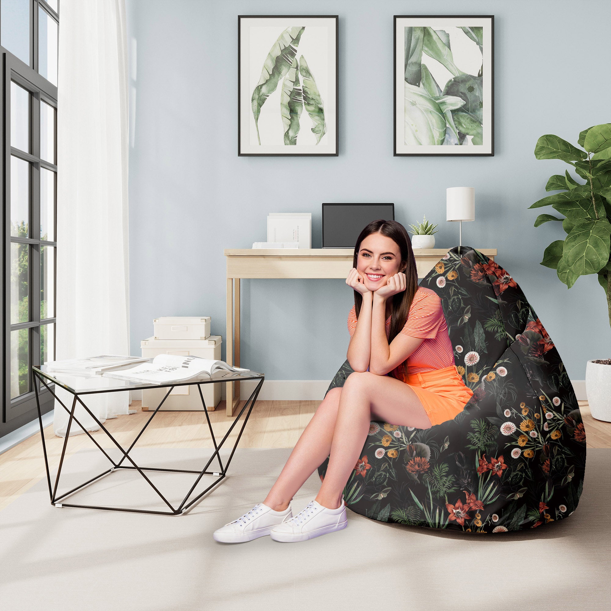 Sitzsack Pearshape Wiedergeborener Dschungel-M-Oxford